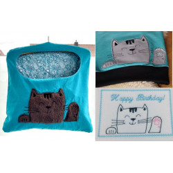 Stickdatei - Doodle Happy Cat Gucker Doodle Appli winkend